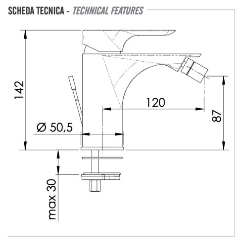 Смеситель для биде Remer Infinity I20CFP, черный брашированный хром