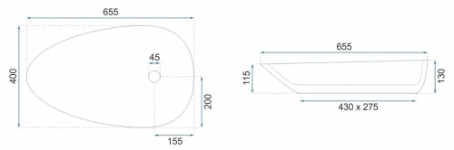 Умывальник Rea Greta 65 Bianco Shiny U6501