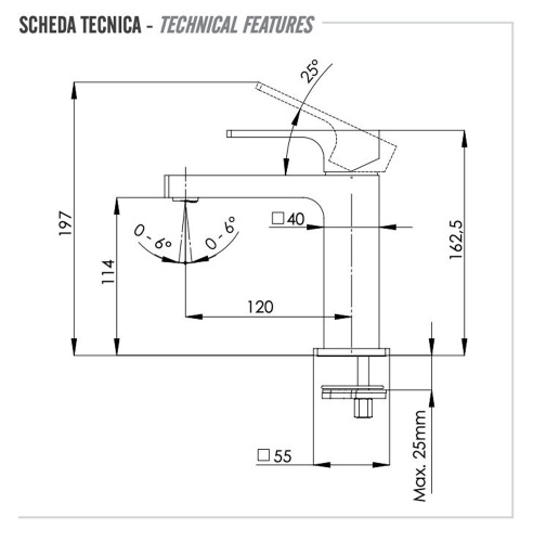 Смеситель для раковины Remer Absolute AU12CFP, чёрный брашированный хром