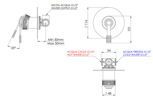 Смеситель для душа Remer Atelier AL30LCFP, черный брашированный хром