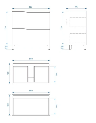 Тумба напольная Vela Вектор 80Н под Absolute TU27146