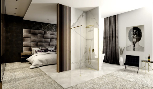 Душевая стенка Rea Aero Gold 80x195 K8439