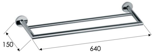 Полотенцедержатель двойной 60 см Remer Guest GS33NPO, никель матовый брашированный