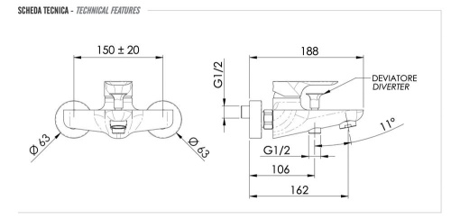 Смеситель для ванны Remer Infinity I05