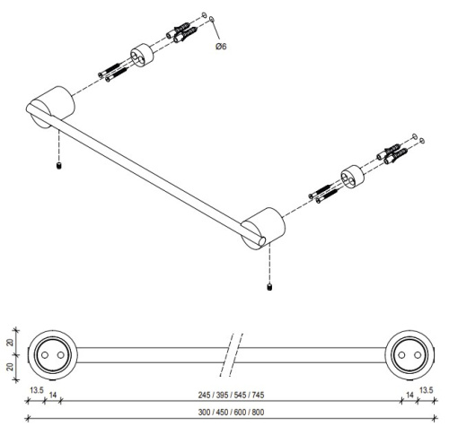 Полотенцедержатель 60 см Decor Walther Stone HTE60 0975265