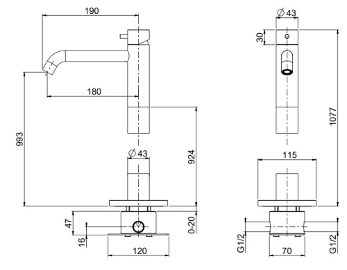 Смеситель для раковины QuadroDesign Source 1205AS/1