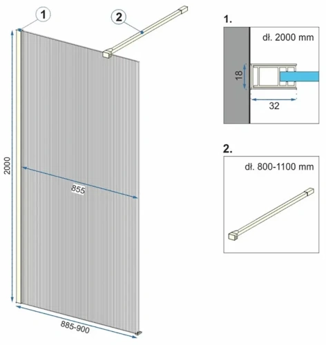 Душевая стенка Rea Aero Intimo black matt 90x200 K4123