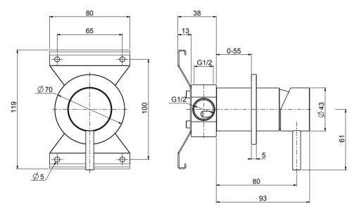 Удлинение для ручки смесителей из стены QuadroDesign PR1343-AS