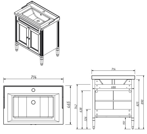 Тумба напольная Caprigo Albion Concept 70 34011-SF024