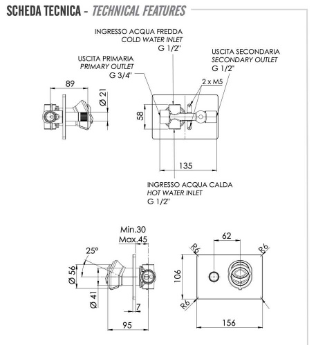 Смеситель для душа Remer Element ET09HRGNO, черный матовый