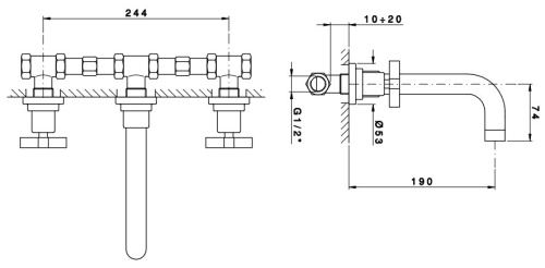 Смеситель для раковины Nicolazzi Monte Croce 2207EXTCR27