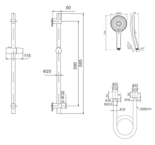 Душевой гарнитур Caprigo Don 98-570-GUN