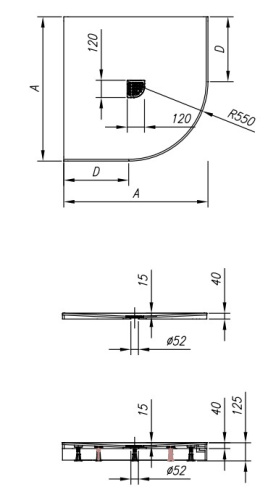 Душевой поддон Kolpa-san Lavolta R 90x90 R550 Kerrock 109 white 561320