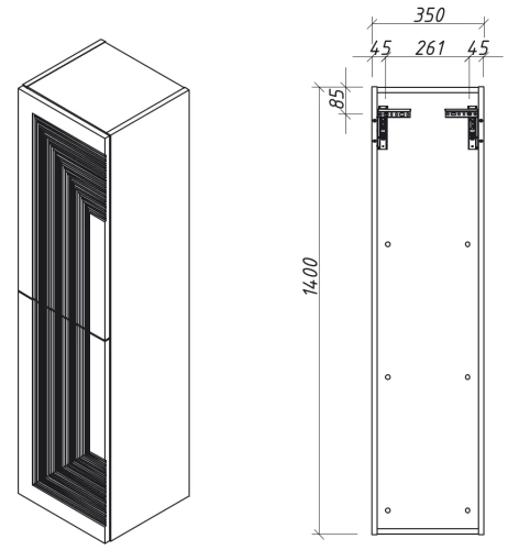 Пенал подвесной Caprigo Modo Quarta 35 35750L-SF028