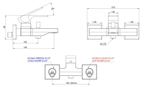 Смеситель для ванны Mariani Rebel B00212RE