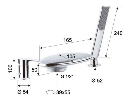 Смеситель для ванны Remer Infinity I07UFBG, золото брашированное