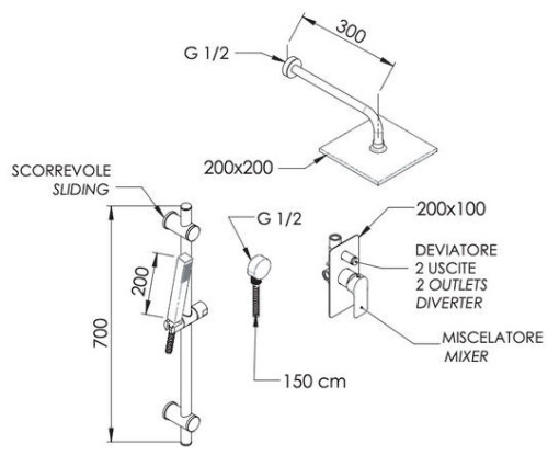 Душевая система Remer Infinity I09S07OBO, белый матовый
