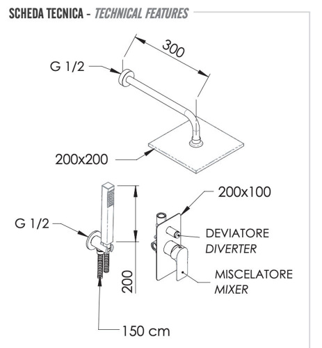Душевая система Remer Infinity I09S08ODO, золото глянцевое