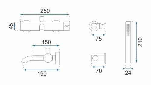 Смеситель для ванны Rea Lungo Black Metallic B4422