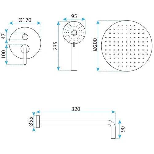 Душевая система Rea Ontario black matt P5501