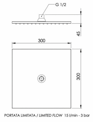 Верхний душ с шарнирным соединением 30 см Remer 359SSLDOX, золото глянцевое