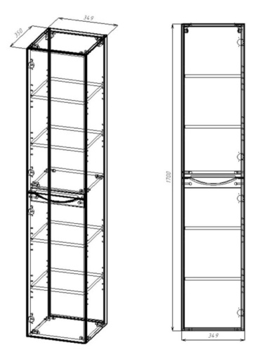 Пенал подвесной Vincea Mia VSC-2M170BT-L
