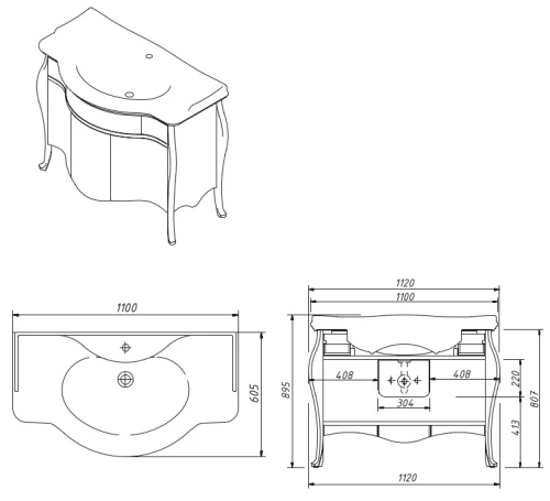 Тумба напольная Caprigo Venezia 110 11916-B074