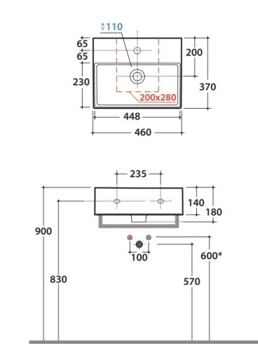 Умывальник Globo T-edge IN046BI
