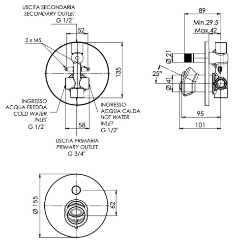 Смеситель для душа Remer Element ET09HNO, черный матовый