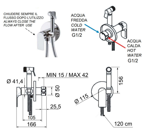 Гигиенический душ Remer Infinity I65DO, золото глянцевое