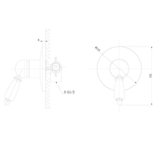 Смеситель для душа Caprigo Adria-uno 02-550-CRM
