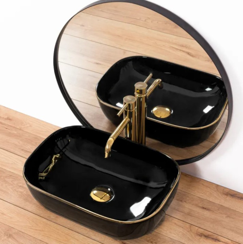 Умывальник Rea Belinda Black Gold Edge U8796