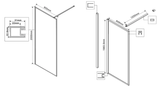 Душевая стенка Vincea Walk-In VSW-1HP900GFB
