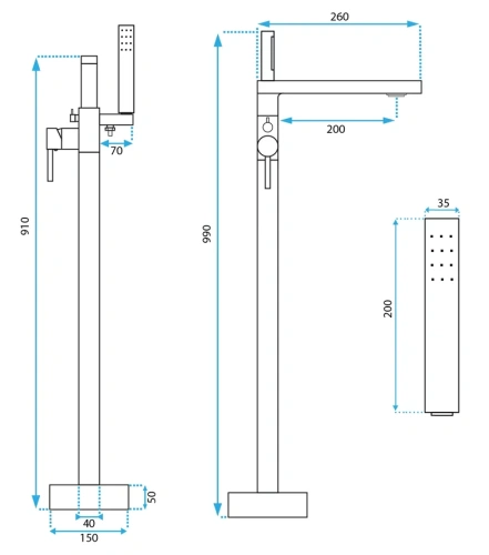 Смеситель для ванны Rea Flores gold matt B2713