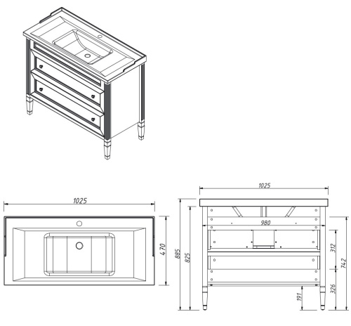 Тумба напольная Caprigo Albion Promo 100 33322-B077