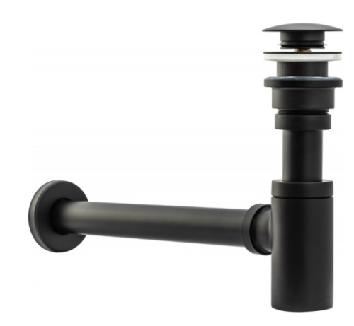 Сифон с донным клапаном универсальным Rea Black A5215