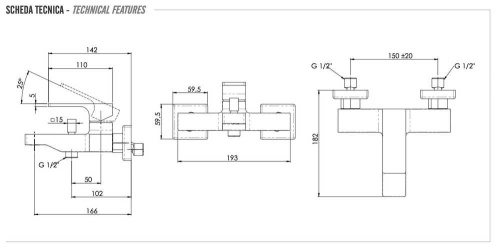 Смеситель для ванны Remer Absolute AU05NO, чёрный матовый