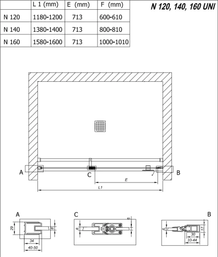 Душевая дверь Kolpa-San Andromeda N 160 silver brill transparent 516740