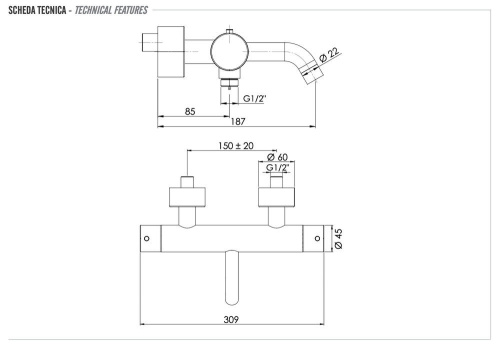 Смеситель для ванны Remer X Style INOX SSXT05, нержавеющая сталь