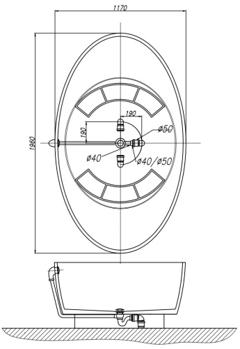 Ванна из искусственного камня Kolpa-San Tristan FS 196x117