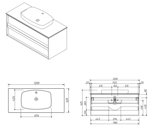 Тумба подвесная Caprigo Baltic 120 BAL120-6292