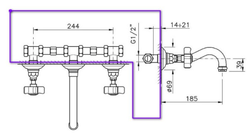 Встраиваемая часть смесителя Nicolazzi C1477DX
