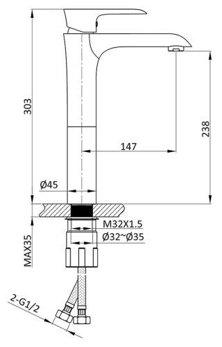 Смеситель для раковины Vincea Esse VBF-1E2CH