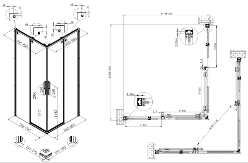 Душевой уголок Vincea Ultima VSS-7UL8090CLGM