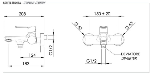 Смеситель для ванны Remer Vanity V05BG, золото брашированное