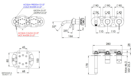 Смеситель для ванны Remer Metrica MC54D3P