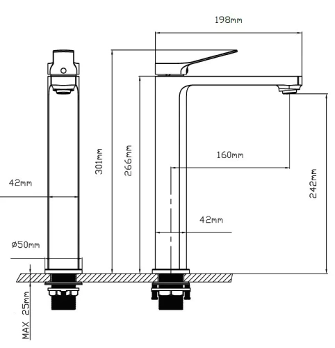 Смеситель для раковины Vincea Arco VBF-4AR02GM