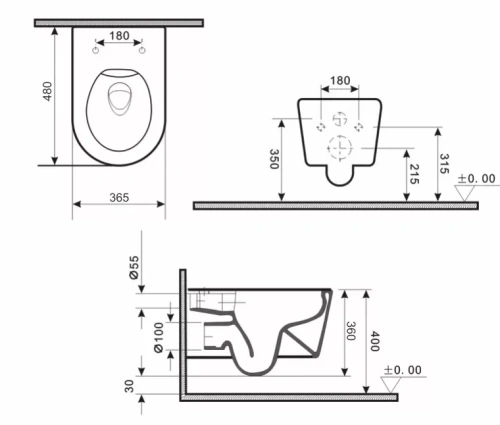 Унитаз подвесной Gid Tr2130bm