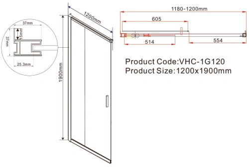 Душевой уголок Vincea Garda VSS-1G9012CLG