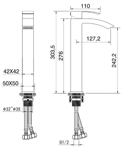 Смеситель для умывальника Vivi Felice 1025 Cromo